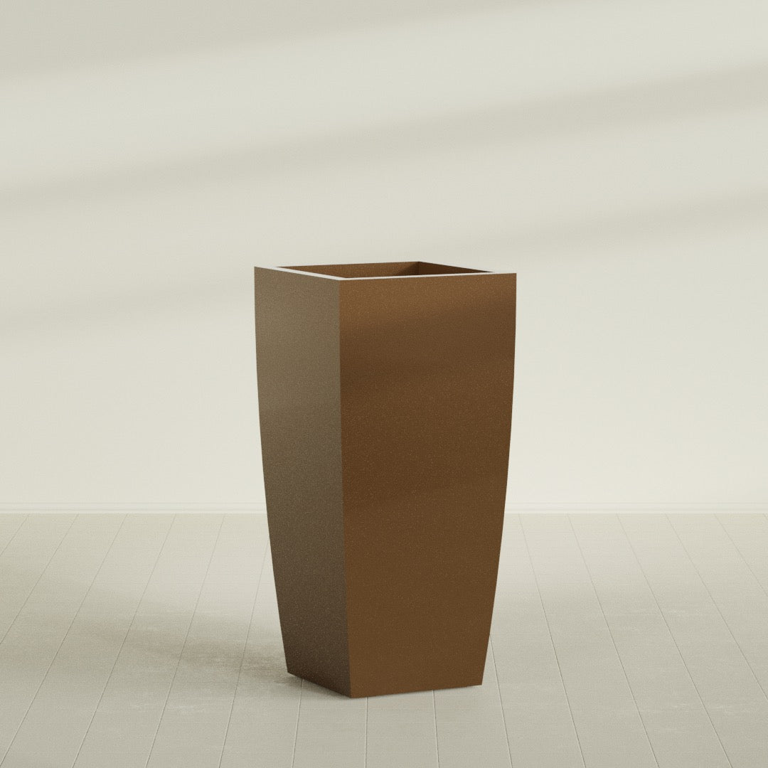 Toulan Extra Large Tall Tapered Square Fiberglass Planter - 28 in x 28 in x 60 in - Metallic Bronze - Metallic Bronze,28 in x 28 in x 60 in
