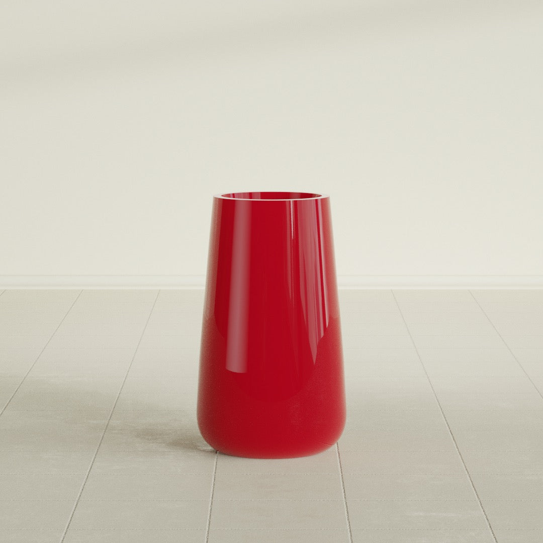 Saigon Large Tapered Round Planter - 14 in x 14 in x 30 in - Gloss Red - Gloss Red,13.7 in x 13.7 in 30 in