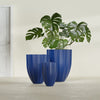 Alicante Small Round Fiberglass Planter - 15 in x 15 in x 21 in - Matte Cobalt Blue - Matte Cobalt Blue,15 in x 15 in x 21 in