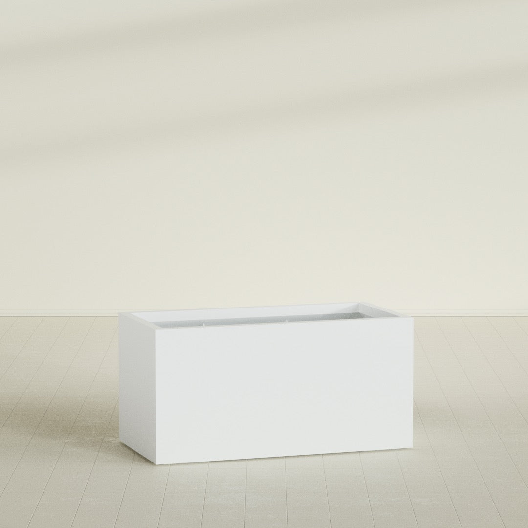 Granada Extra Large Long Rectangle Fiberglass Planter - 48 in x 24 in x 24 in - Matte White - Matte White,48 in x 24 in x 24 in