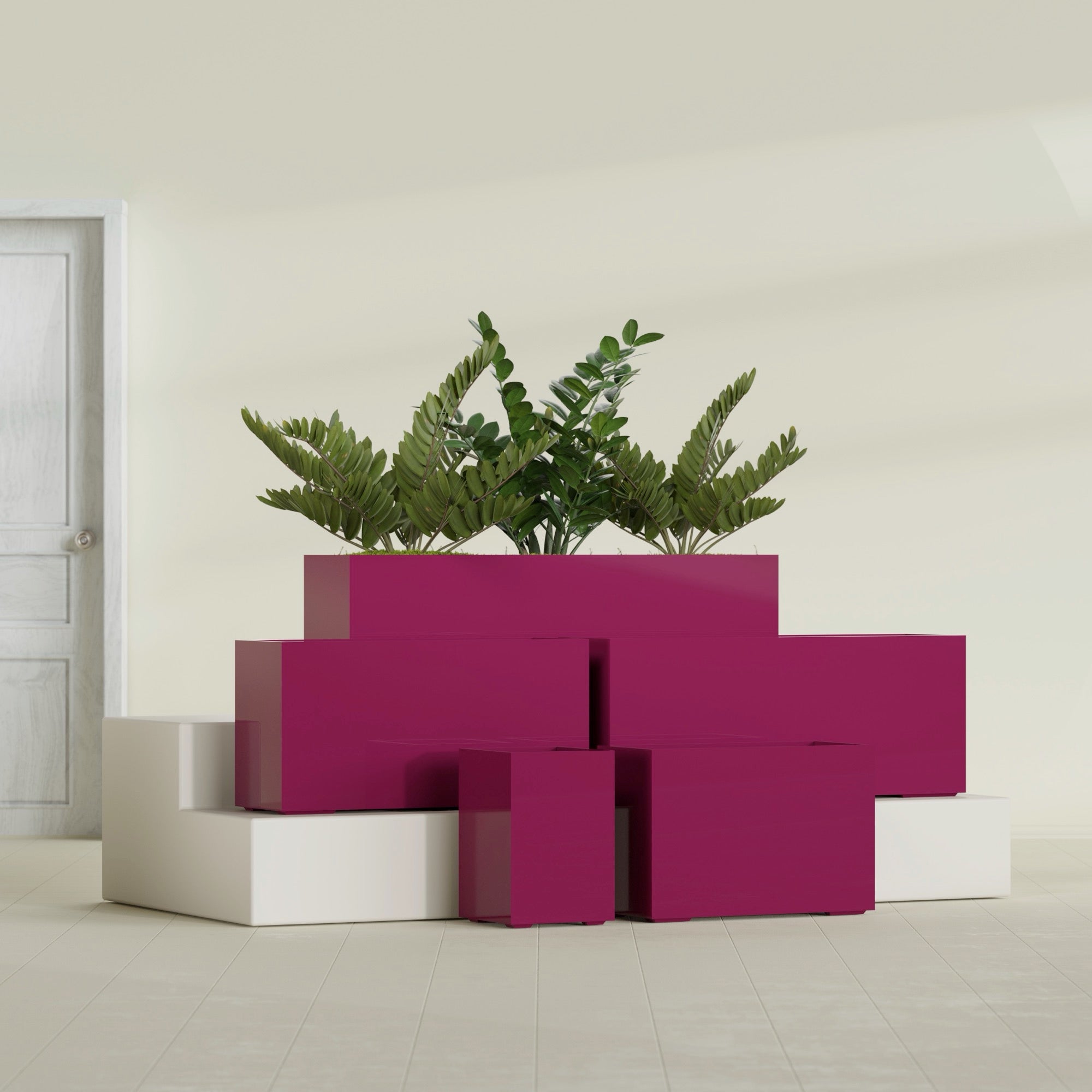 Tolga Extra Large Long Rectangle Fiberglass Planter - 72 in x 16 in x 24 in - Gloss Eggplant - Gloss Eggplant,72 in x 16 in x 24 in