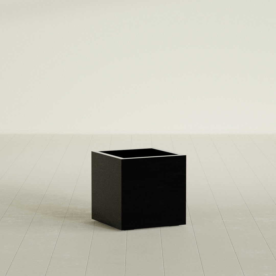 Montroy Medium Cube Square Fiberglass Planter - 20 in x 20 in x 20 in - Gloss Black - Gloss Black,20 in x 20 in x 20 in