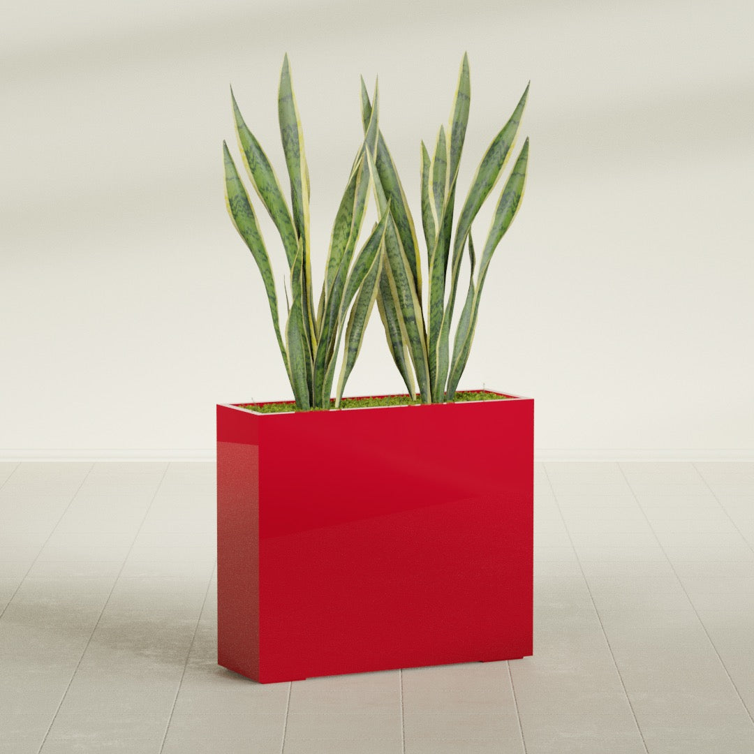 Perth Extra Large Long Rectangle Fiberglass Planter - 48 in x 16 in x 42 in - Gloss Red - Gloss Red,48 in x 16 in x 42 in