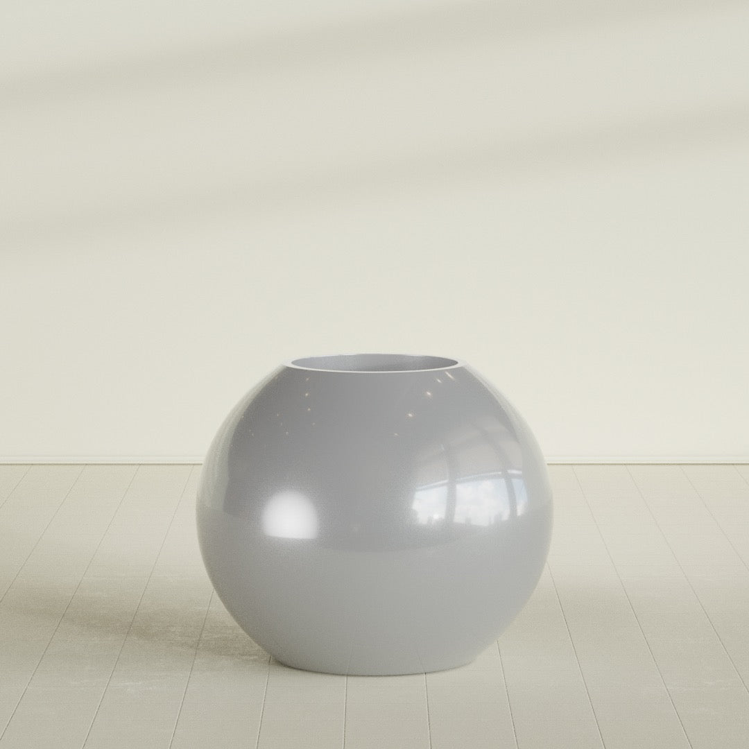 Globe Large Sphere Fiberglass Planter - 36 in x 36 in x 30 in - Metallic Silver - Metallic Silver,36 in x 36 in x 30 in