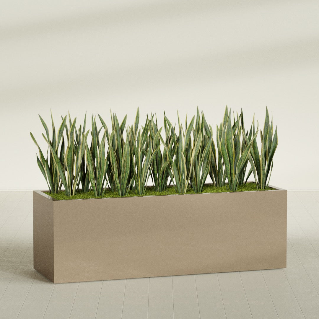 Granada Extra Large Long Rectangle Fiberglass Planter - 72 in x 24 in x 24 in - Metallic Gold - Metallic Gold,72 in x 24 in x 24 in