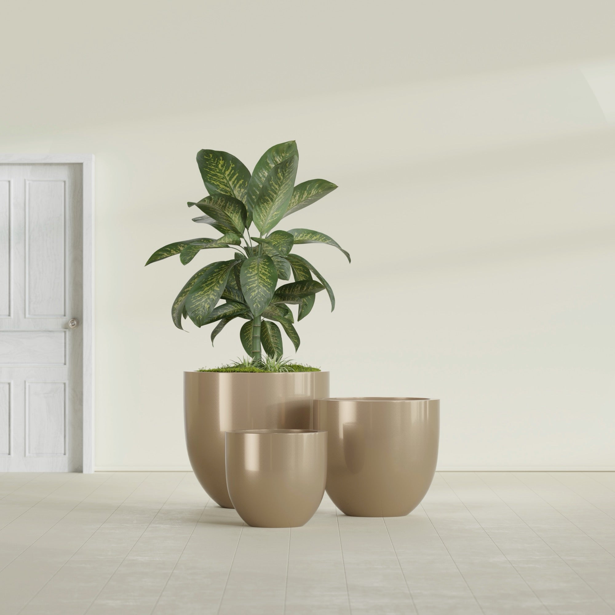 Alzira Large Round Fiberglass Planter - 36 in x 36 in x 34 in - Metallic Gold - Metallic Gold,36 in x 36 in x 34 in