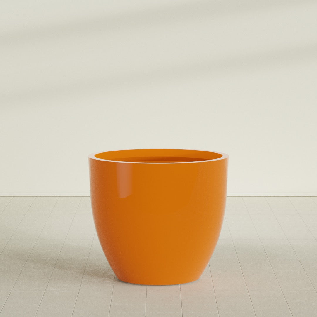 Wannsee Extra Large Round Fiberglass Planter - 50 in x 50 in x 44 in - Gloss Tangerine - Gloss Tangerine,50 in x 50 in x 44 in