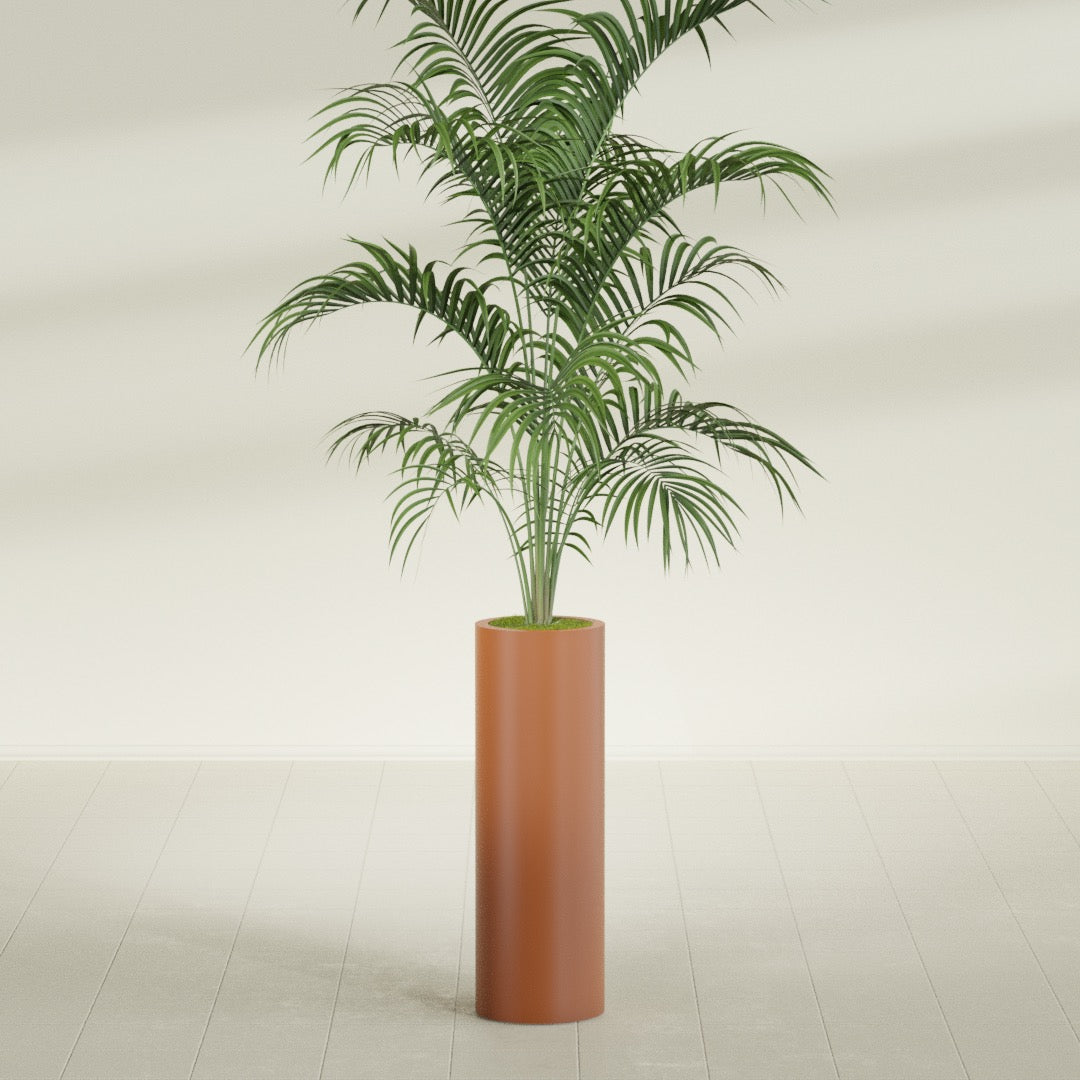 Corry Large Tall Cylinder Fiberglass Planter - 10 in x 10 in x 30 in - Matte Terracotta - Matte Terracotta,10 in x 10 in x 30 in
