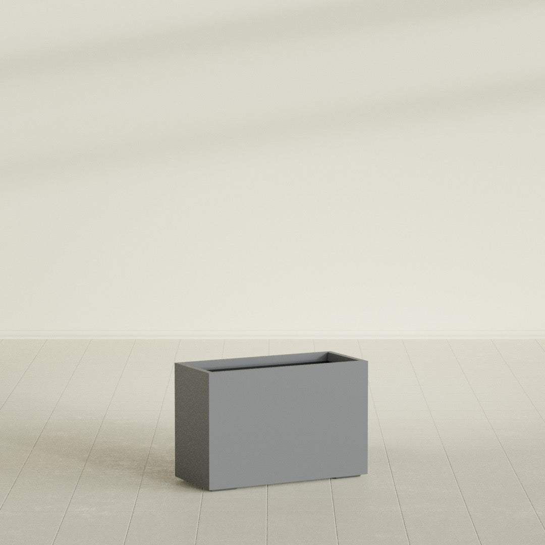 Tolga Large Rectangle Fiberglass Planter - 36 in x 16 in x 24 in - Metallic Gunmetal - Metallic Gunmetal,36 in x 16 in x 24 in