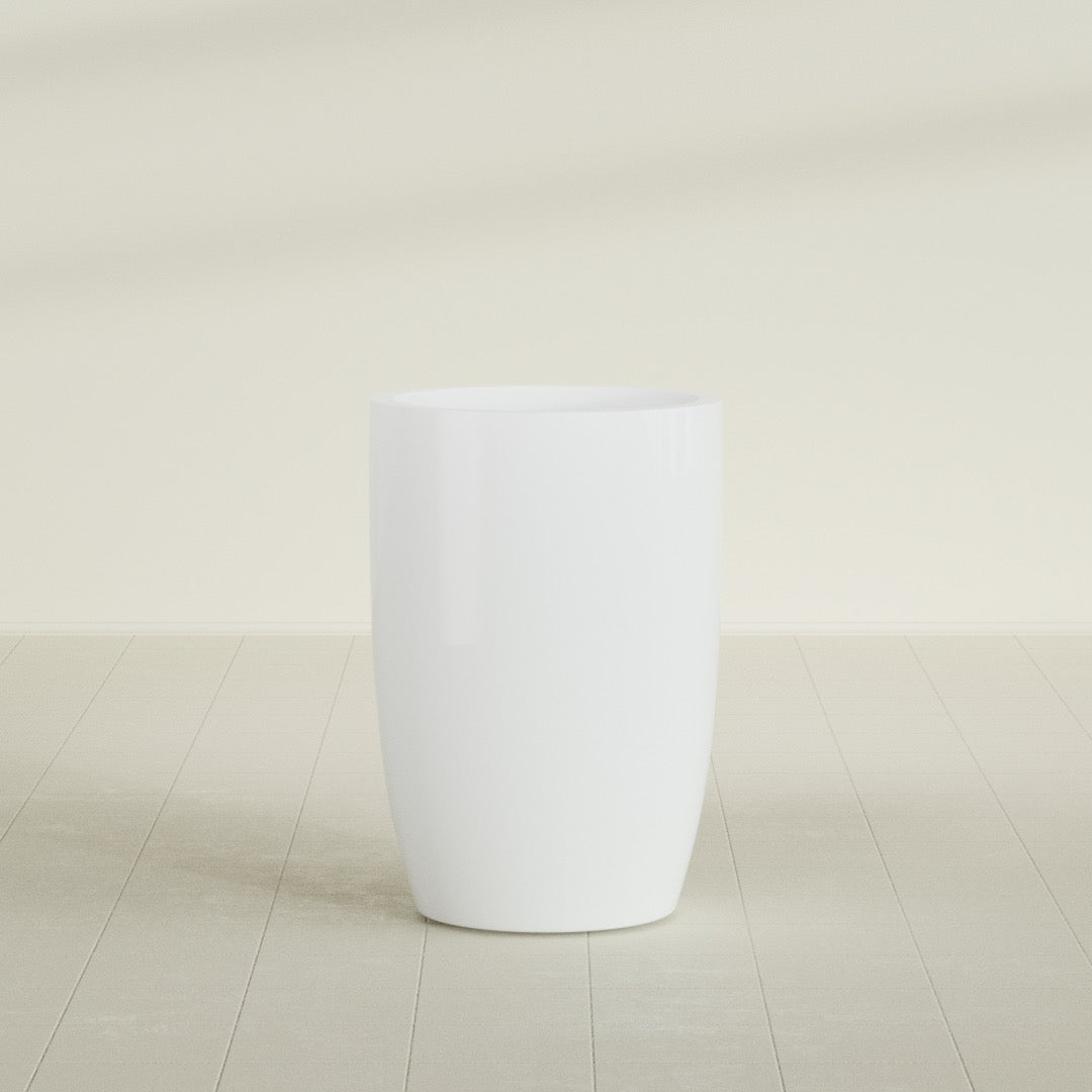 Lisbon Large Round Fiberglass Planter - 24 in x 24 in x 36 in - Matte White - Matte White,24 in x 24 in x 36 in