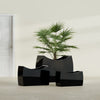 Seoul Extra Large Curved Abstract Fiberglass Planter - 48 in x 20 in x 36 in - Gloss Black - Gloss Black,48 in x 20 in x 36 in