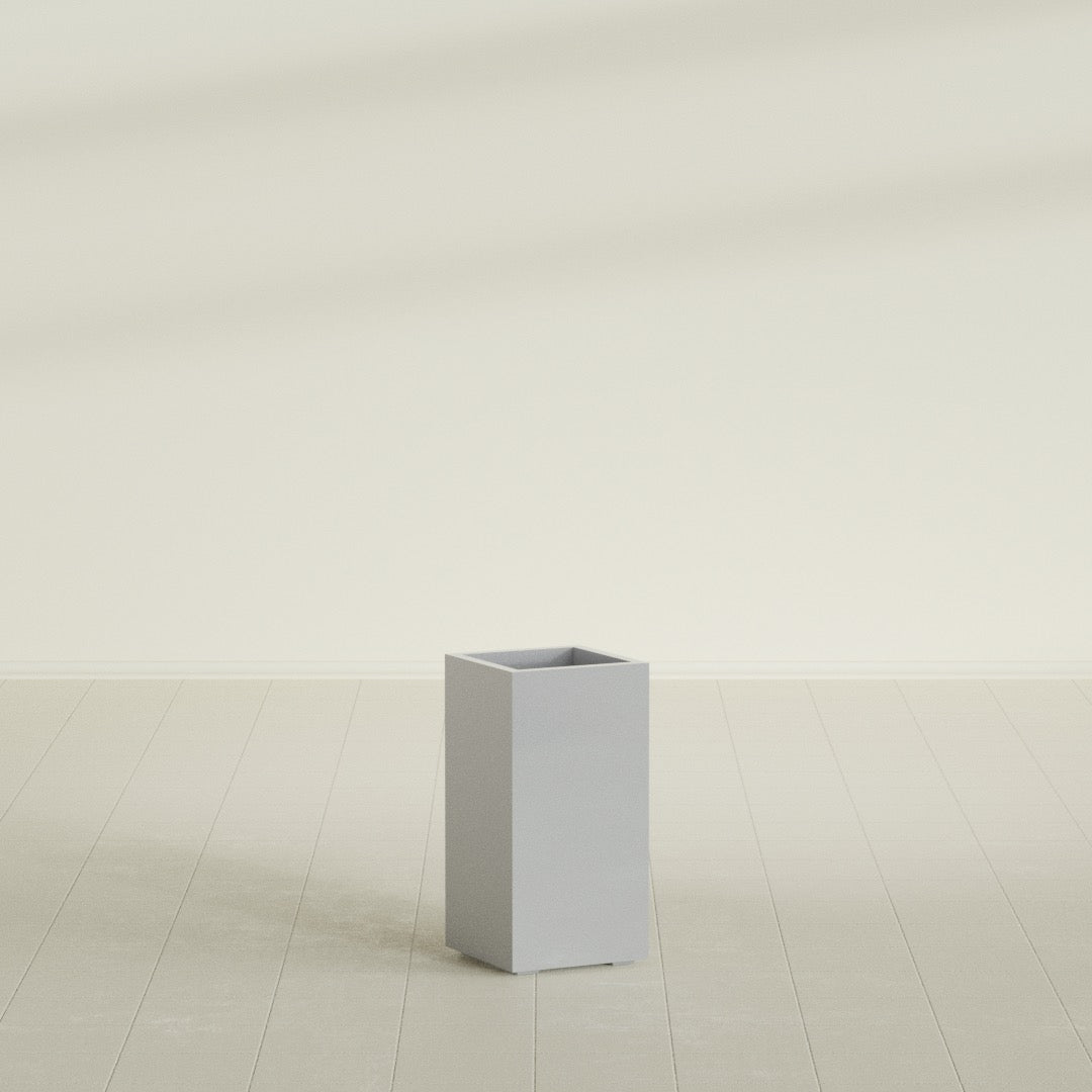 Potsdam Large Tall Rectangle Fiberglass Planter - 16 in x 16 in x 32 in - Metallic Silver - Metallic Silver,16 in x 16 in x 32 in