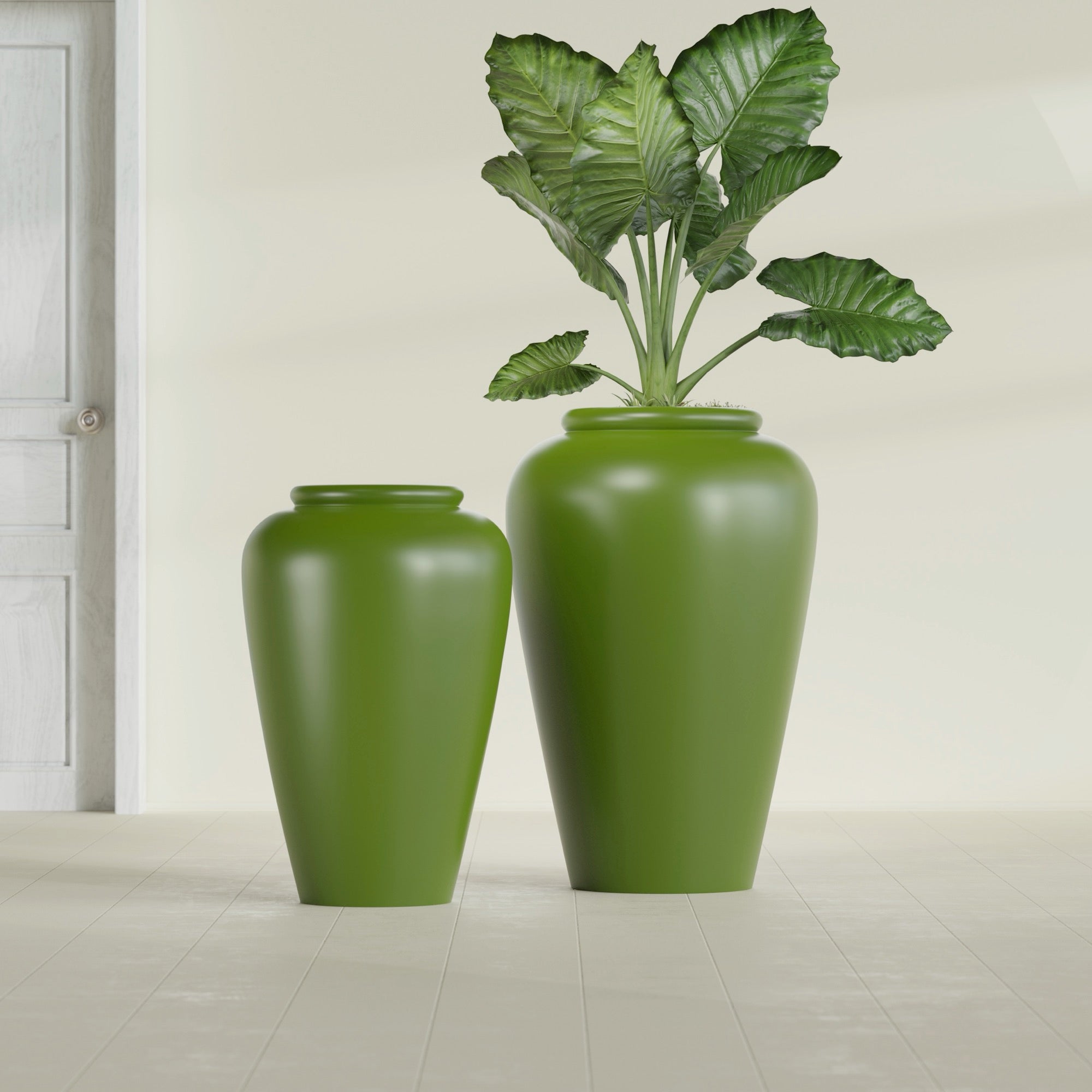 Bara Jar Large Round Fiberglass Planter - 20 in x 20 in x 31 in - Satin Green - Satin Green,20 in x 20 in x 32 in