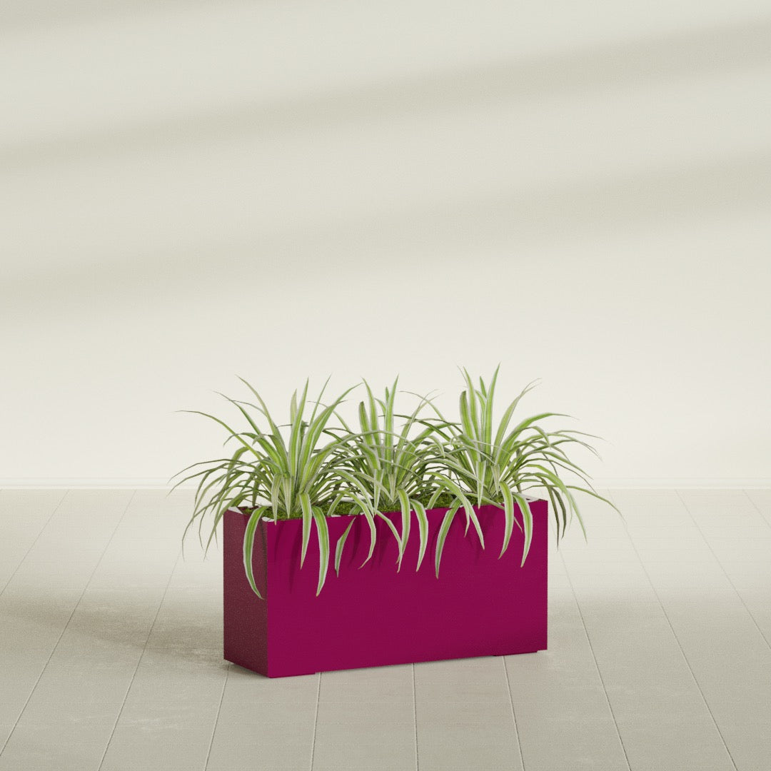 Hollywood Large Narrow Rectangle Fiberglass Planter - 36 in x 12 in x 24 in - Gloss Eggplant - Gloss Eggplant,36 in x 12 in x 24 in