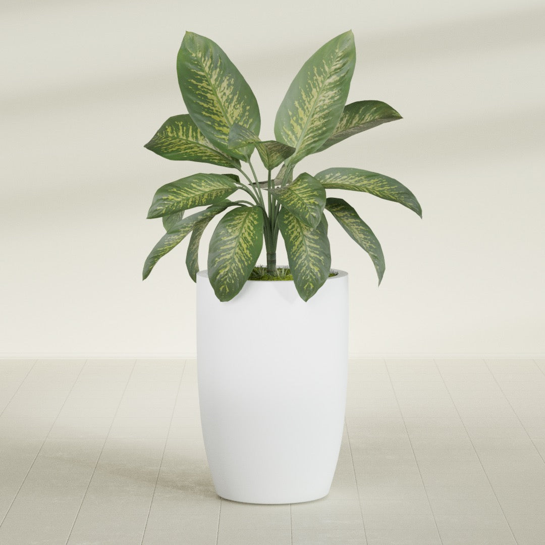 Lisbon Large Round Fiberglass Planter - 24 in x 24 in x 36 in - Gloss White - Gloss White,24 in x 24 in x 36 in