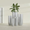 Saint Tropez Large Tall Round Fiberglass Planter - 20 in x 20 in x 43 in - Metallic Silver - Metallic Silver,20 in x 20 in x 43 in