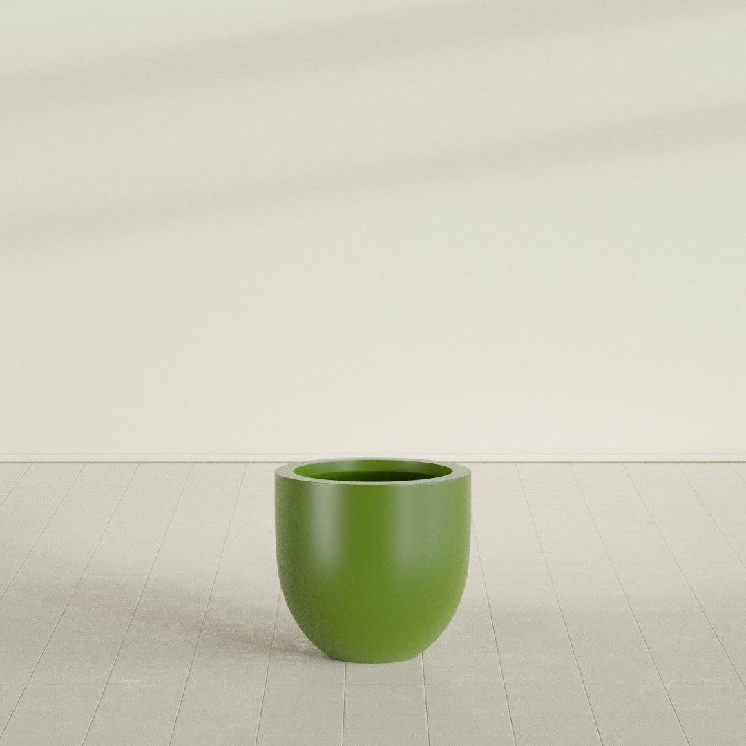 Alzira Medium Round Fiberglass Planter - 23 in x 23 in x 22 in - Satin Green - Satin Green,23 in x 23 in x 22 in