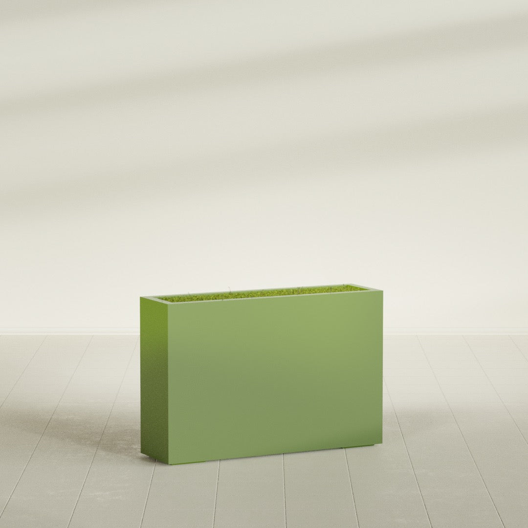 Milano Large Narrow Rectangle Fiberglass Planter - 36 in x 10 in x 24 in - Satin Green - Satin Green,36 in x 10 in x 24 in