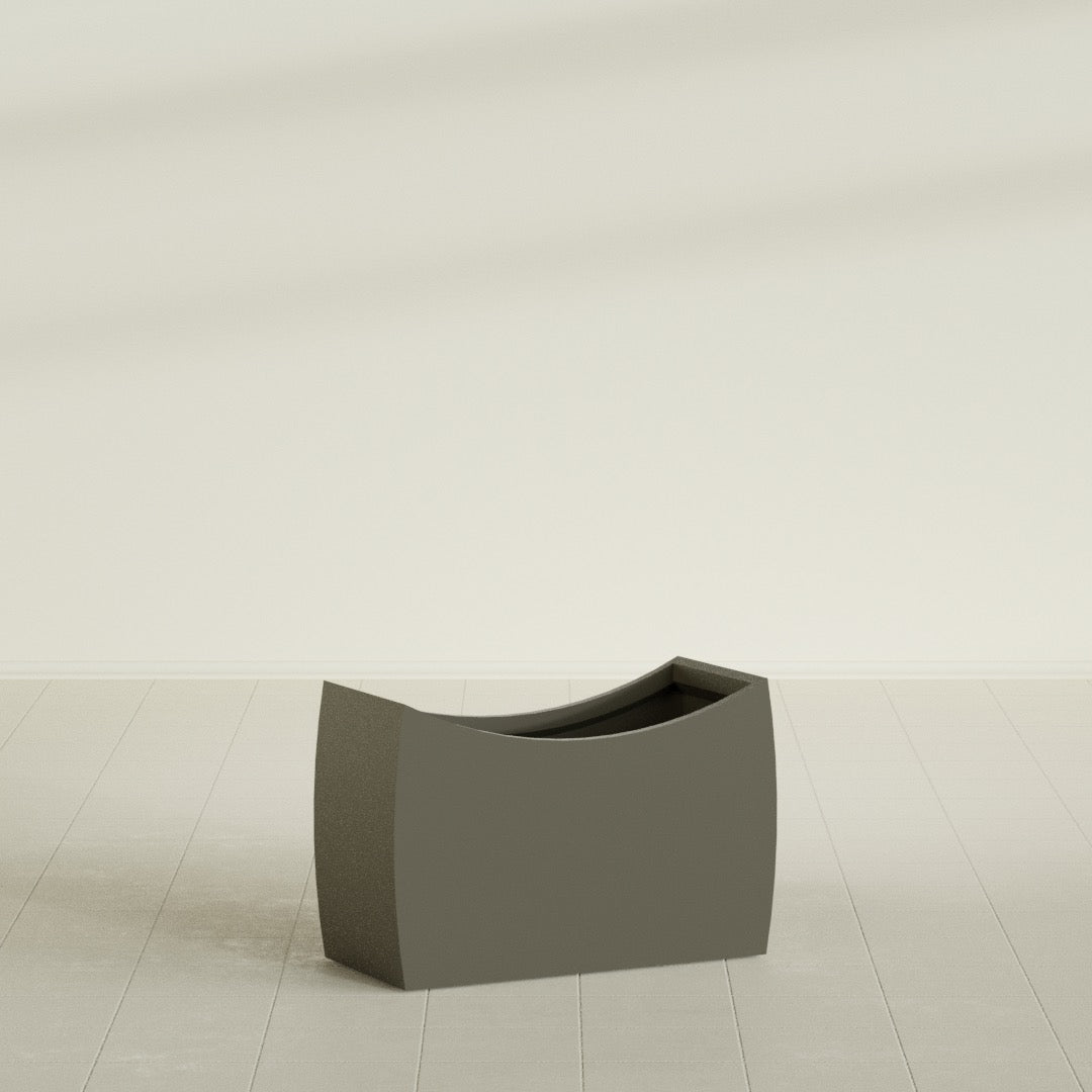 Seoul Large Curved Abstract Fiberglass Planter - 36 in x 16 in x 24 in - Matte Bronze - Matte Bronze,36 in x 16 in x 24 in