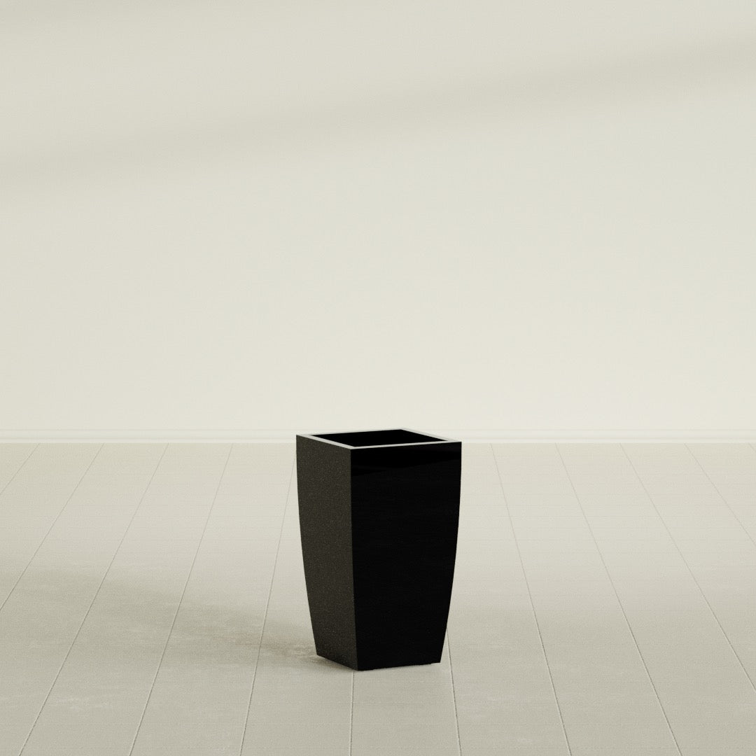Toulan Medium Tall Tapered Square Fiberglass Planter - 12 in x 12 in x 22 in - Gloss Black - Gloss Black,12 in x 12 in x 22 in