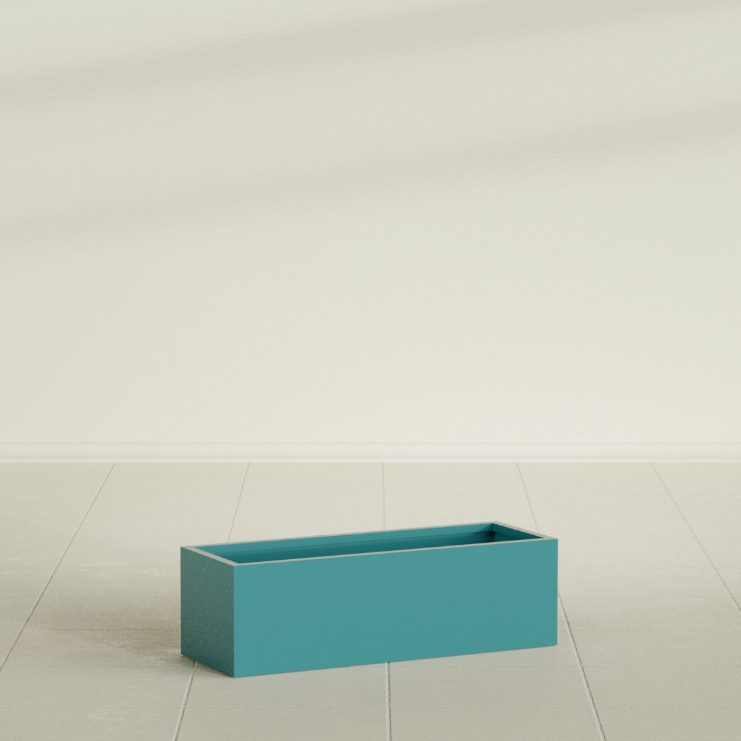 Reade Small Tabletop Rectangle Fiberglass Planter - 14 in x 5 in x 4.3 in - Satin Sea Foam - Satin Sea Foam,14 in x 5 in x 4.3 in