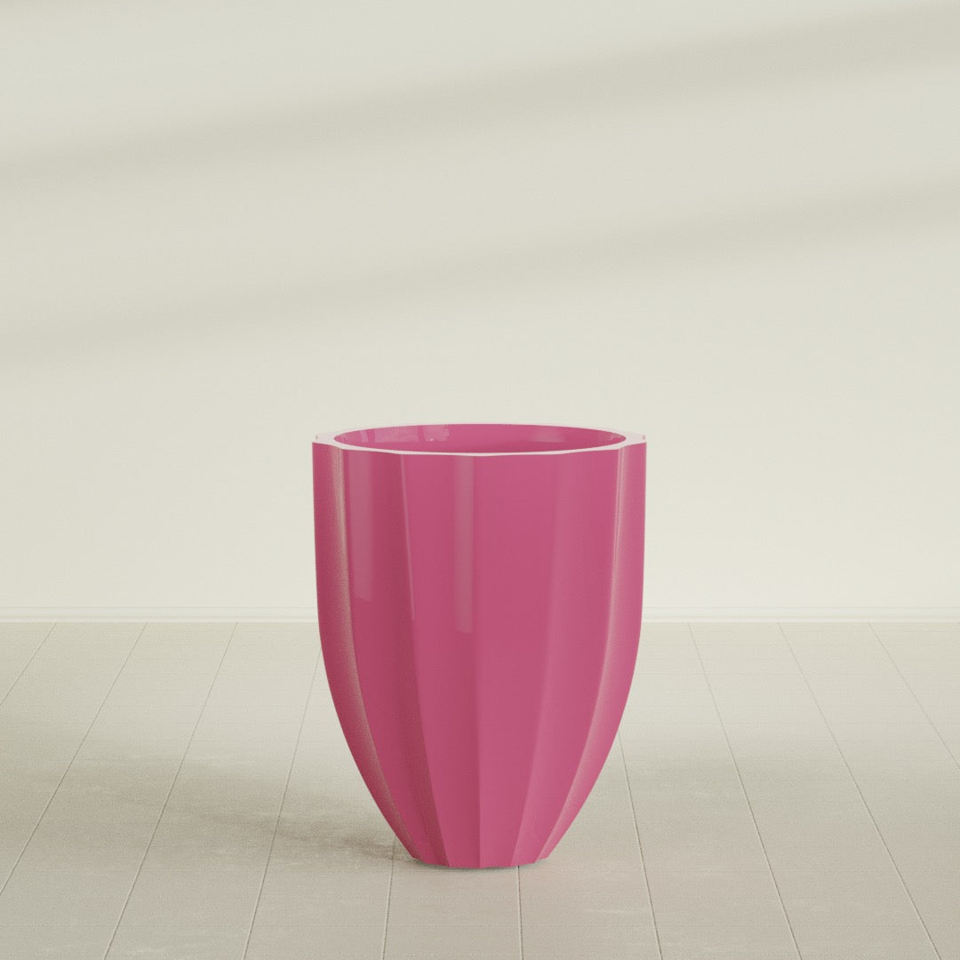 Alicante Medium Round Fiberglass Planter - 26 in x 26 in x 32 in - Gloss Pink Violet - Gloss Pink Violet,26 in x 26 in x 32 in