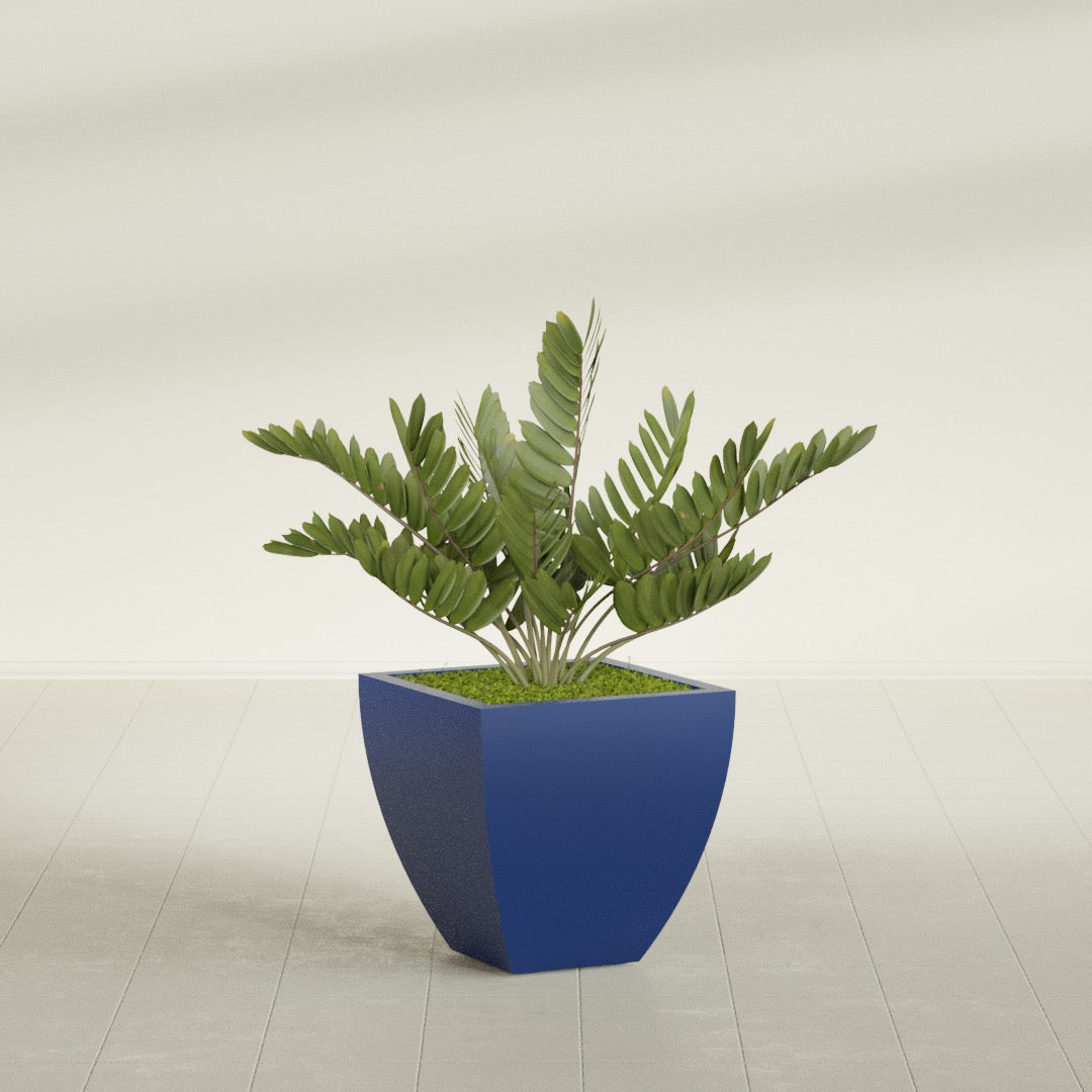 Lima Medium Tapered Square Fiberglass Planter - 20 in x 20 in x 20 in - Matte Cobalt Blue - Matte Cobalt Blue,20 in x 20 in x 20 in