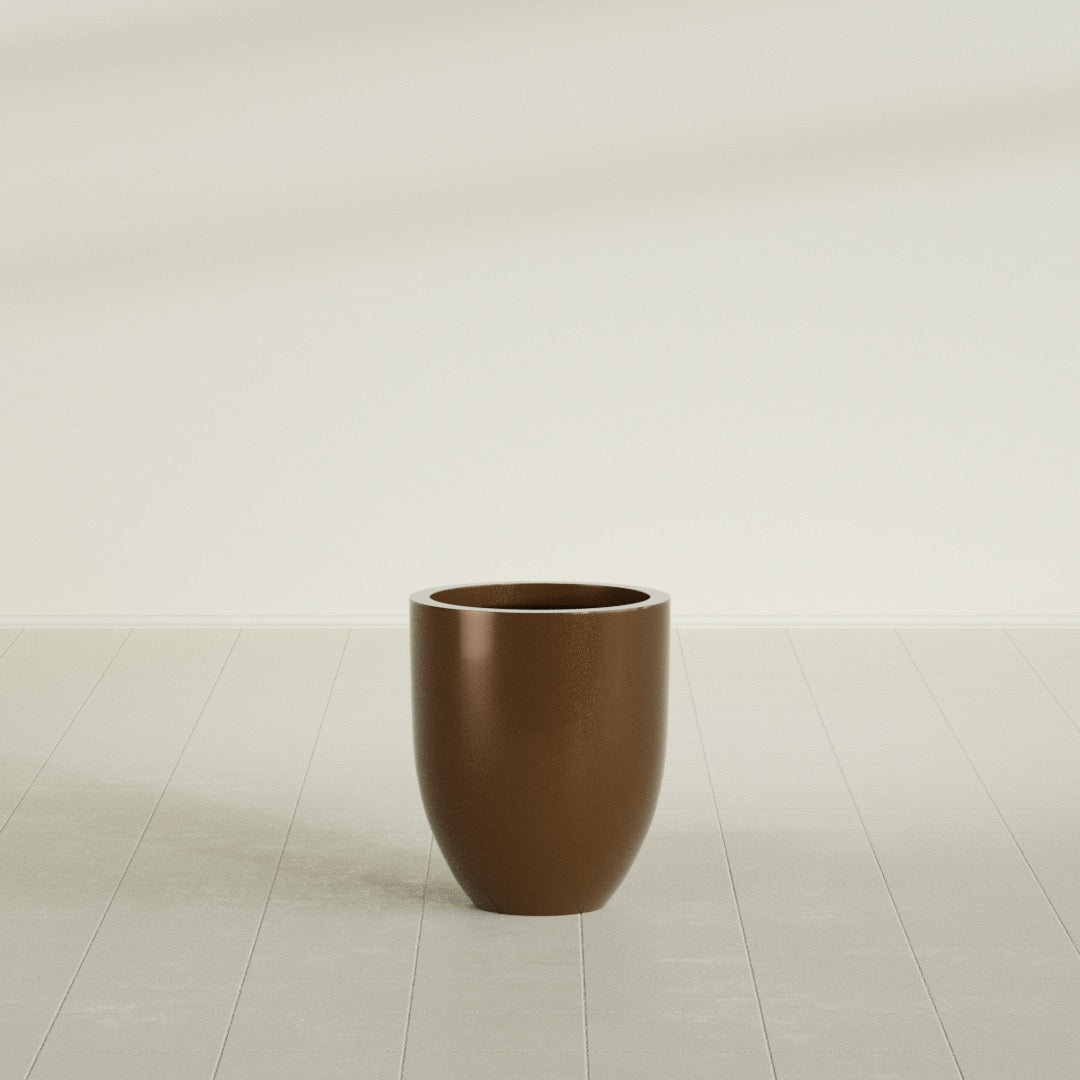 Valencia Small Round Fiberglass Planter - 15 in x 15 in x 18 in - Metallic Bronze - Metallic Bronze,15 in x 15 in x 18 in