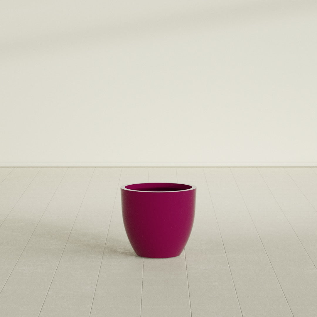 Wannsee Medium Round Fiberglass Planter - 22 in x 22 in x 19 in - Gloss Eggplant - Gloss Eggplant,22 in x 22 in x 19 in
