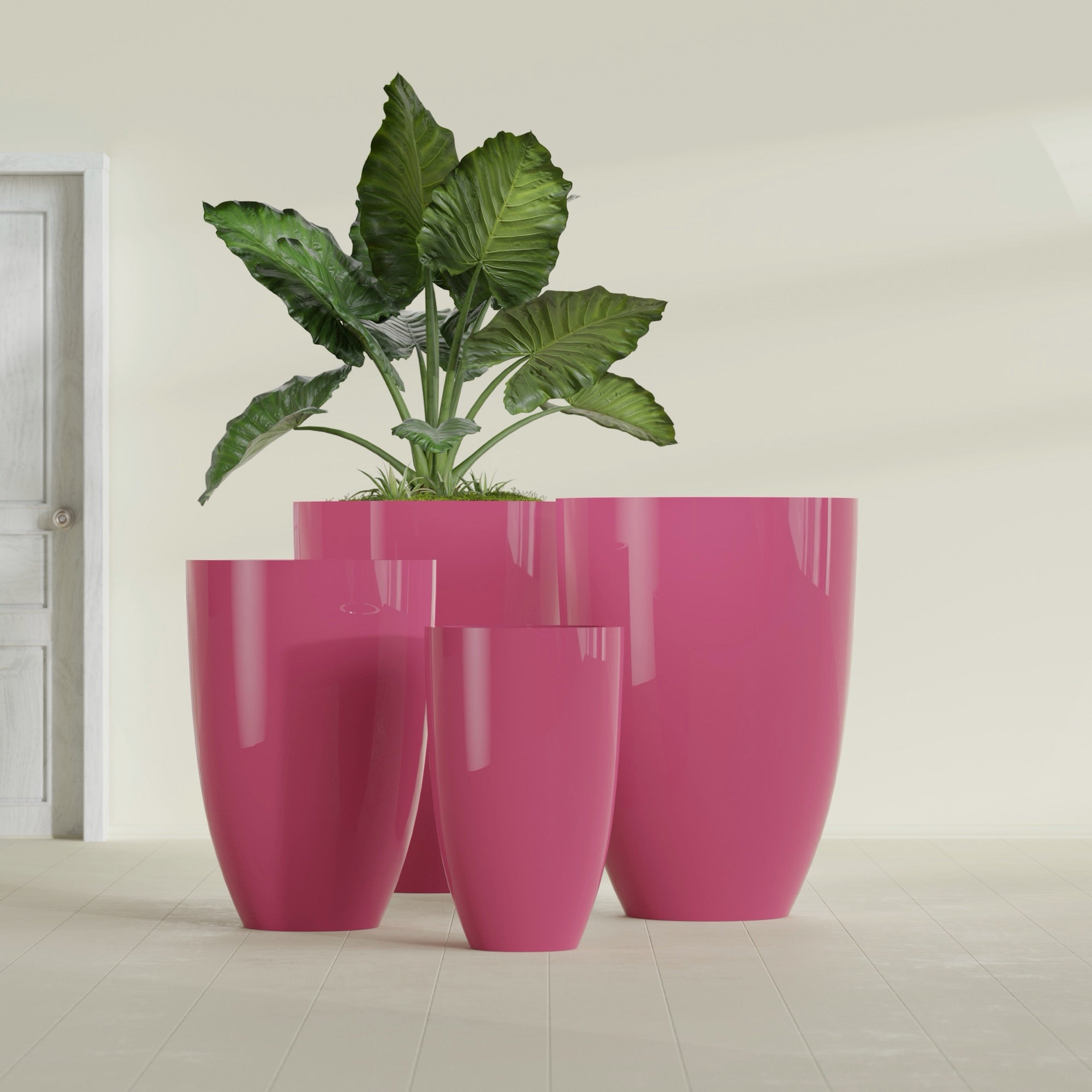 Brannan Medium Round Fiberglass Planter - 18 in x 18 in x 29 in - Gloss Pink Violet - Gloss Pink Violet,18 in x 18 in x 29 in