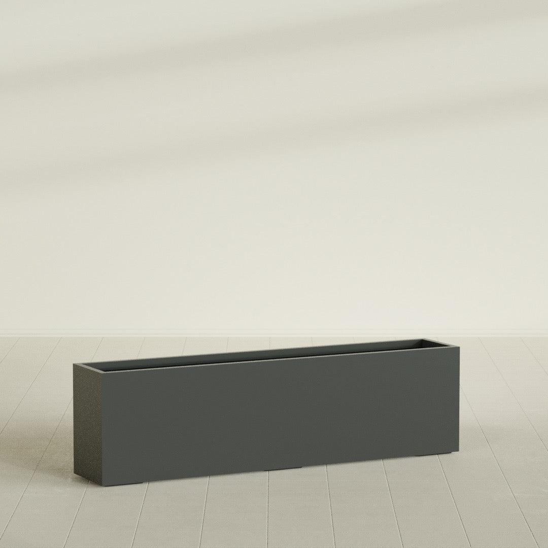 Hudson Extra Large Long Rectangle Fiberglass Planter - 100 in x 18 in x 28 in - Matte Charcoal - Matte Charcoal,100 in x 18 in x 28 in