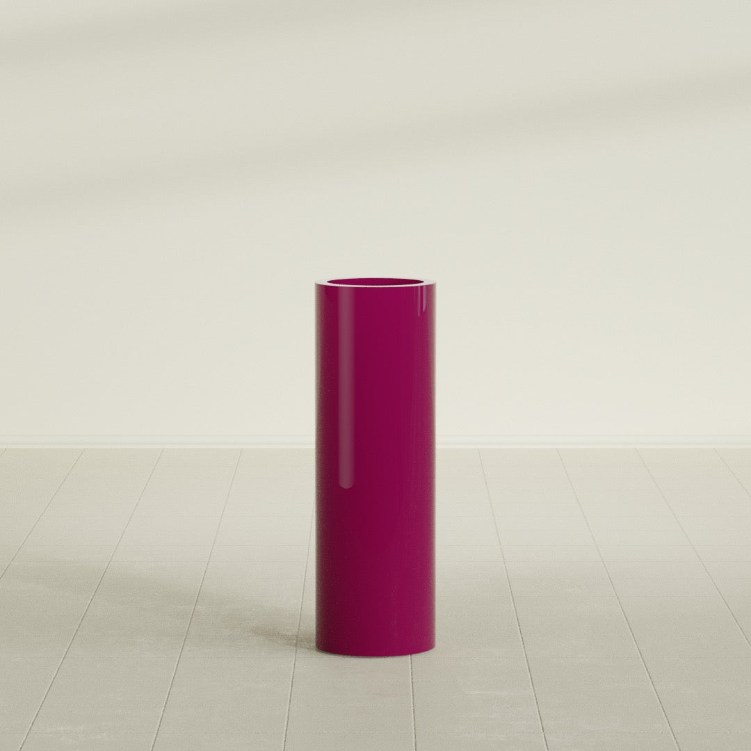 Corry Large Tall Cylinder Fiberglass Planter - 10 in x 10 in x 30 in - Gloss Eggplant - Gloss Eggplant,10 in x 10 in x 30 in