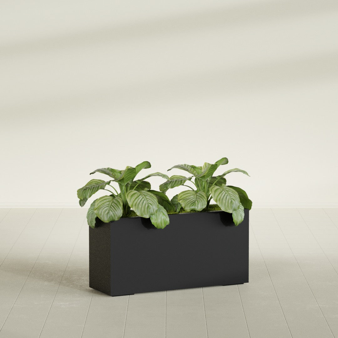 Miami Large Narrow Rectangle Fiberglass Planter - 36 in x 12 in x 18 in - Matte Black - Matte Black,36 in x 12 in x 18 in