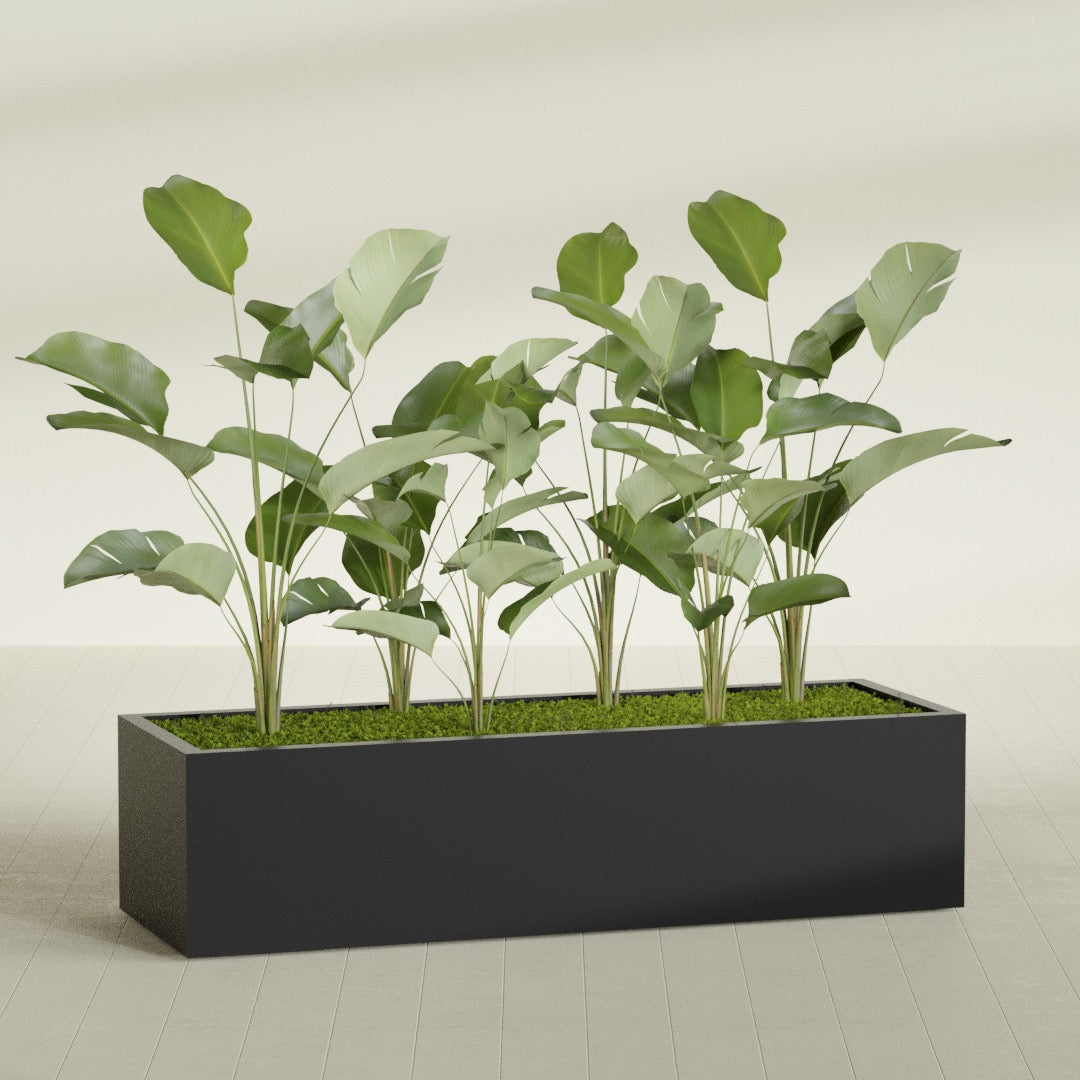 Torino Extra Large Wide Rectangle Fiberglass Planter - 72 in x 24 in x 18 in - Matte Black - Matte Black,72 in x 24 in x 18 in