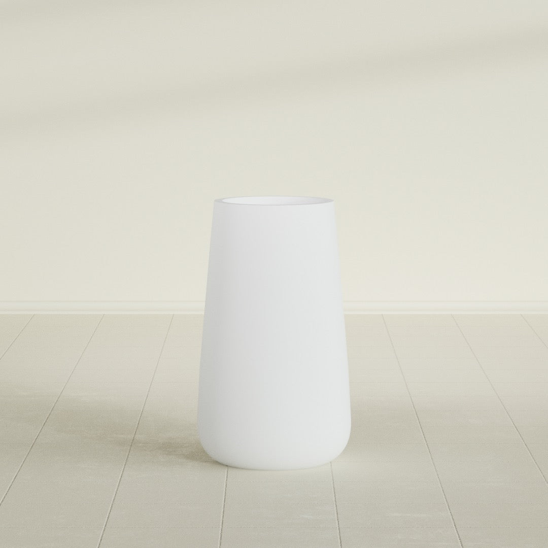 Saigon Large Tapered Round Planter - 16 in x 21 in x 36 in - Gloss White - Gloss White,16.4 in x 20.7 in x 36 in