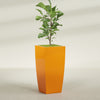 Toulan Extra Large Tall Tapered Square Fiberglass Planter - 23 in x 23 in x 48 in - Gloss Tangerine - Gloss Tangerine,23 in x 23 in x 48 in