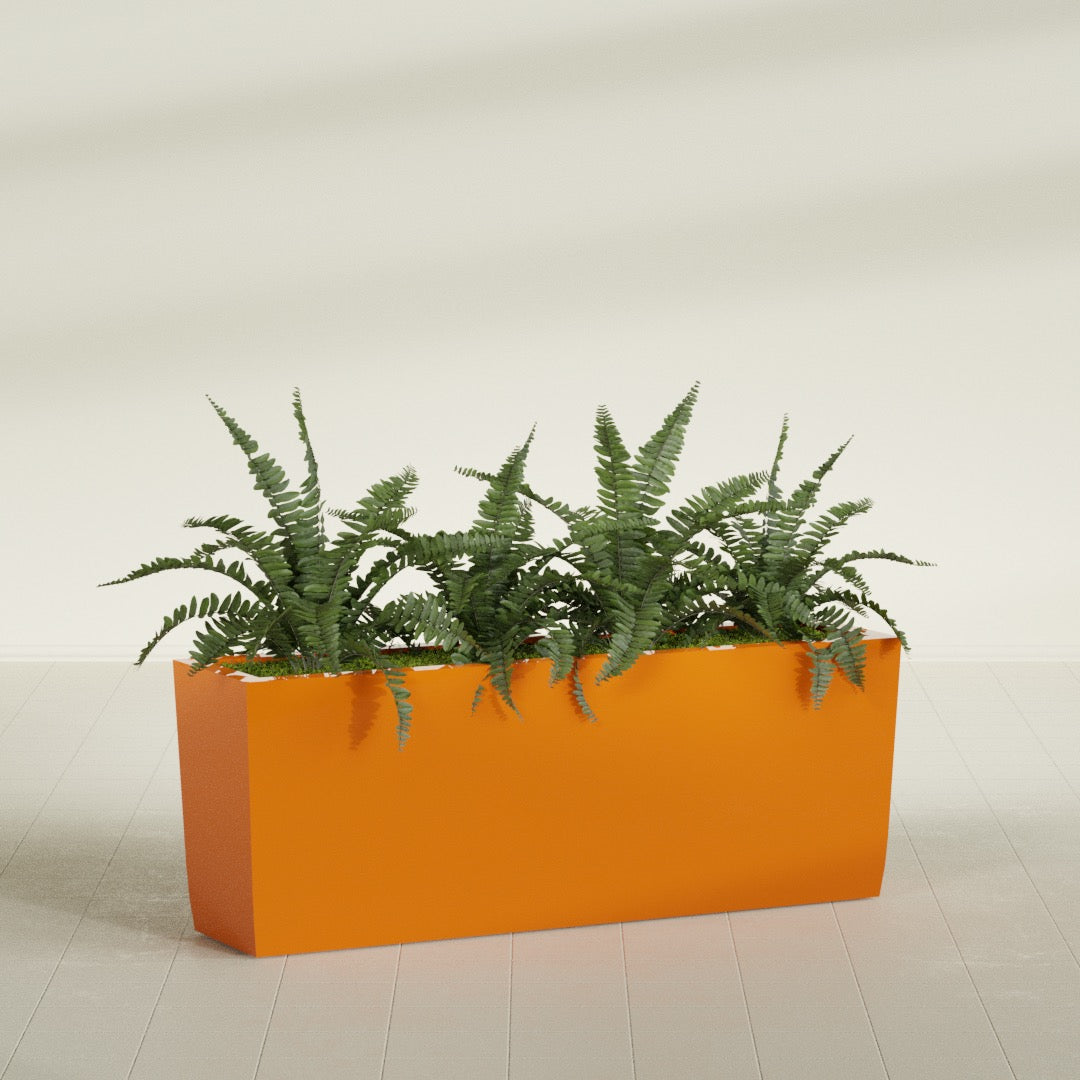 Panama Extra Large Long Rectangle Fiberglass Planter - 48 in x 12 in x 18 in - Gloss Tangerine - Gloss Tangerine,48 in x 12 in x 18 in