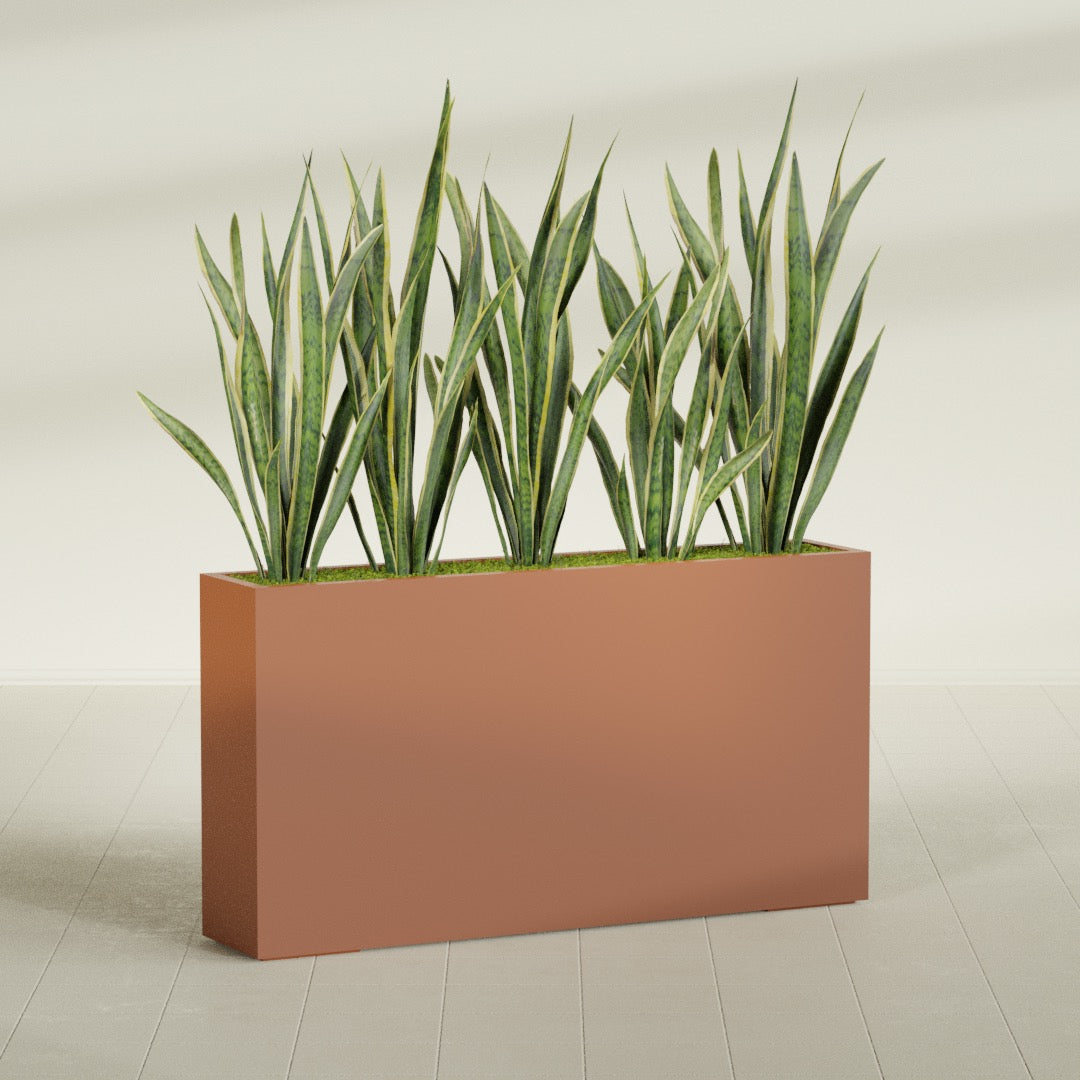 Delray Extra Large Long Rectangle Fiberglass Planter - 60 in x 12 in x 32 in - Matte Terracotta - Matte Terracotta,60 in x 12 in x 32 in