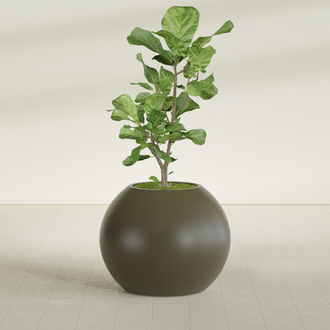 Globe Large Sphere Fiberglass Planter - 30 in x 30 in x 24 in - Matte Bronze - Matte Bronze,30 in x 30 in x 24 in