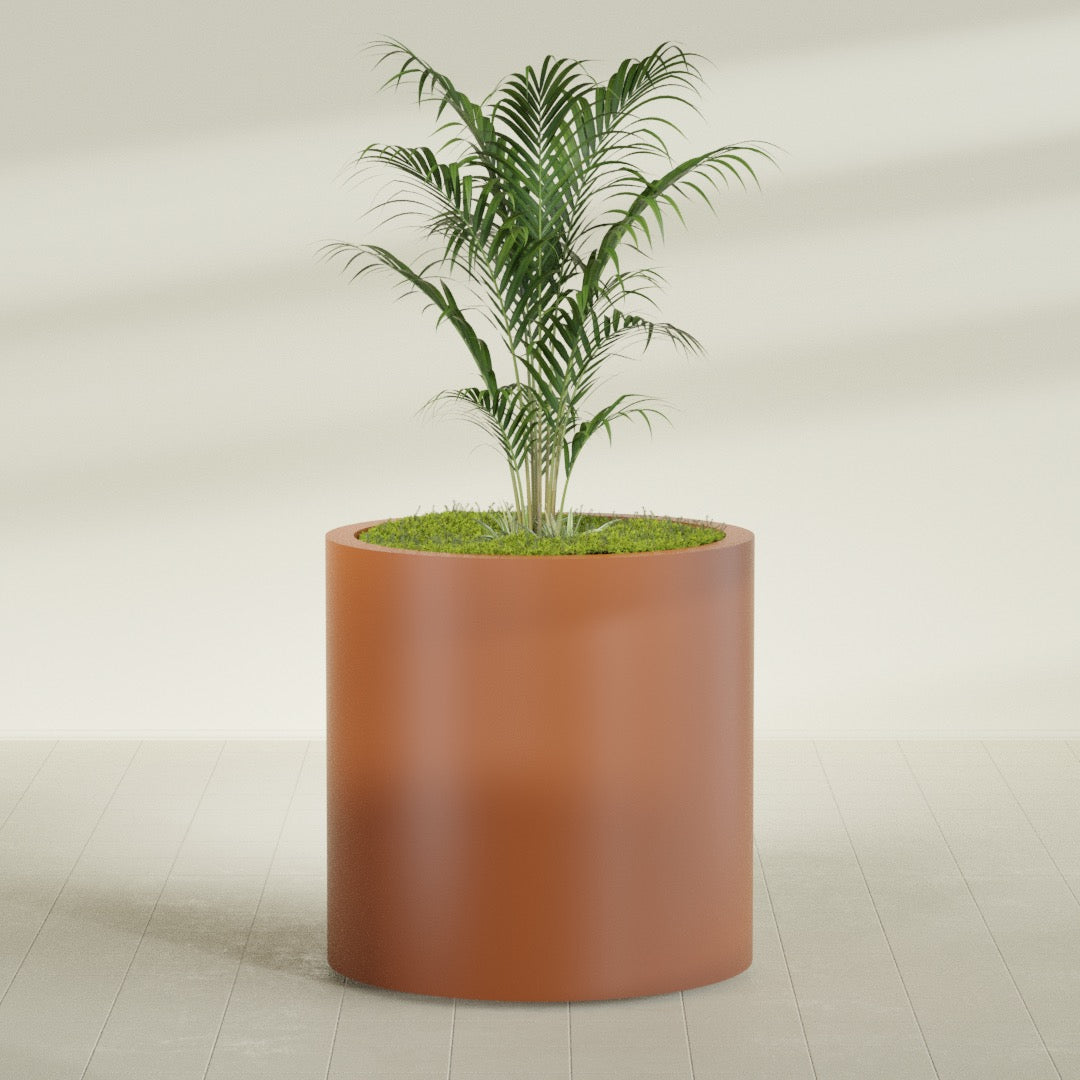 Rio Grande Large Round Fiberglass Planter - 30 in x 30 in x 32 in - Matte Terracotta - Matte Terracotta,30 in x 30 in x 32 in