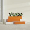 Salon Large Tall Rectangle Fiberglass Planter - 42 in x 8 in x 8 in - Gloss Tangerine - Gloss Tangerine,42 in x 8 in x 8 in