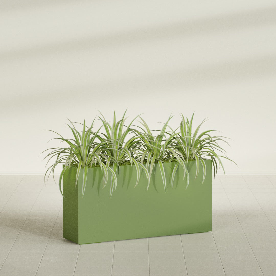 Hollywood Extra Large Narrow Rectangle Fiberglass Planter - 48 in x 12 in x 24 in - Satin Green - Satin Green,48 in x 12 in x 24 in