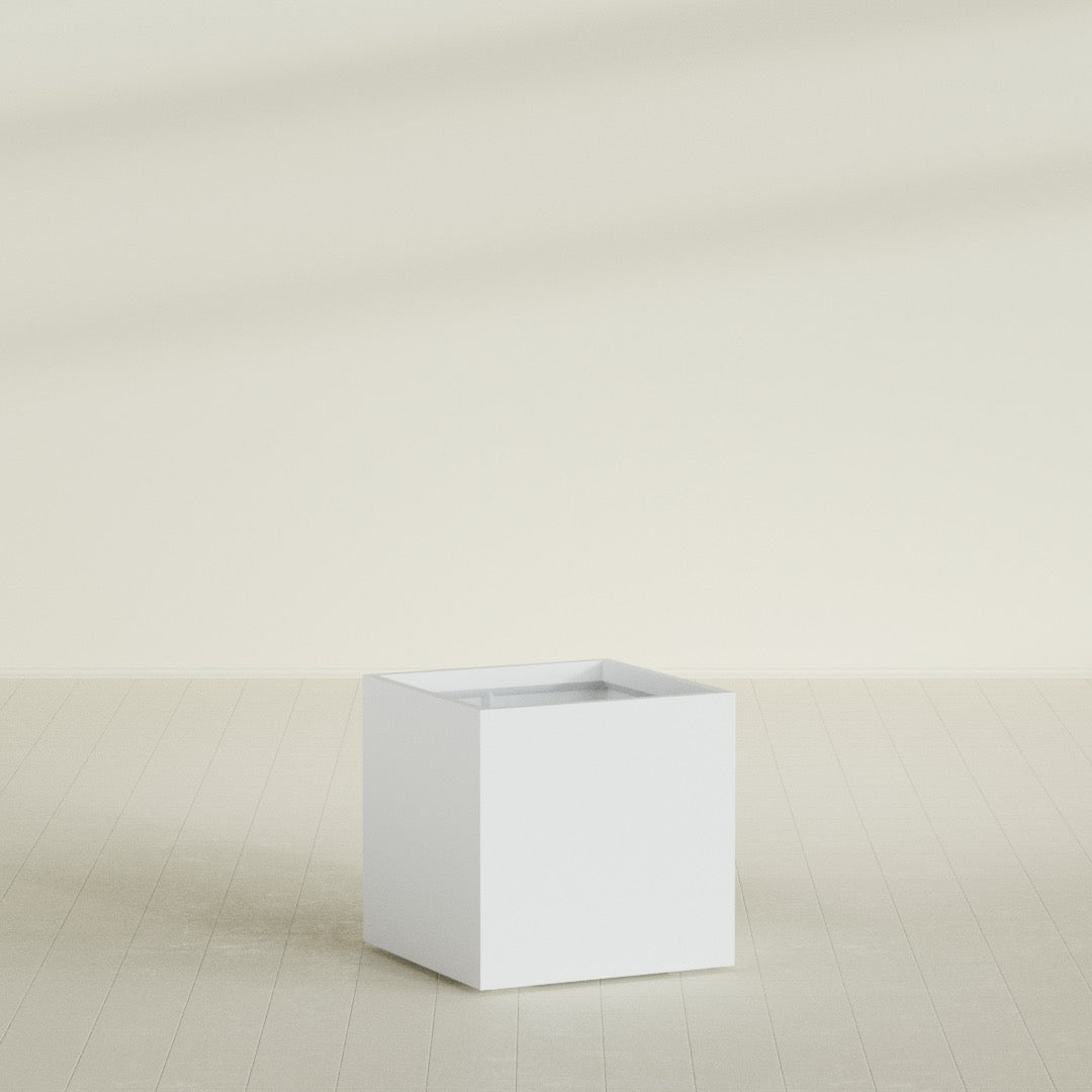 Montroy Large Cube Square Fiberglass Planter - 32 in x 32 in x 32 in - Gloss White - Gloss White,32 in x 32 in x 32 in