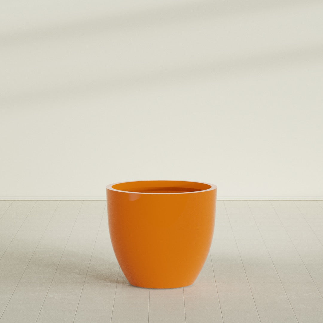 Wannsee Large Round Fiberglass Planter - 39 in x 39 in x 34 in - Gloss Tangerine - Gloss Tangerine,39 in x 39 in x 34 in