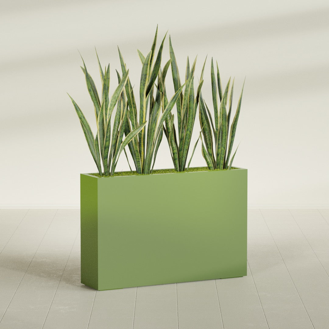 Delray Extra Large Long Rectangle Fiberglass Planter - 48 in x 12 in x 32 in - Satin Green - Satin Green,48 in x 12 in x 32 in
