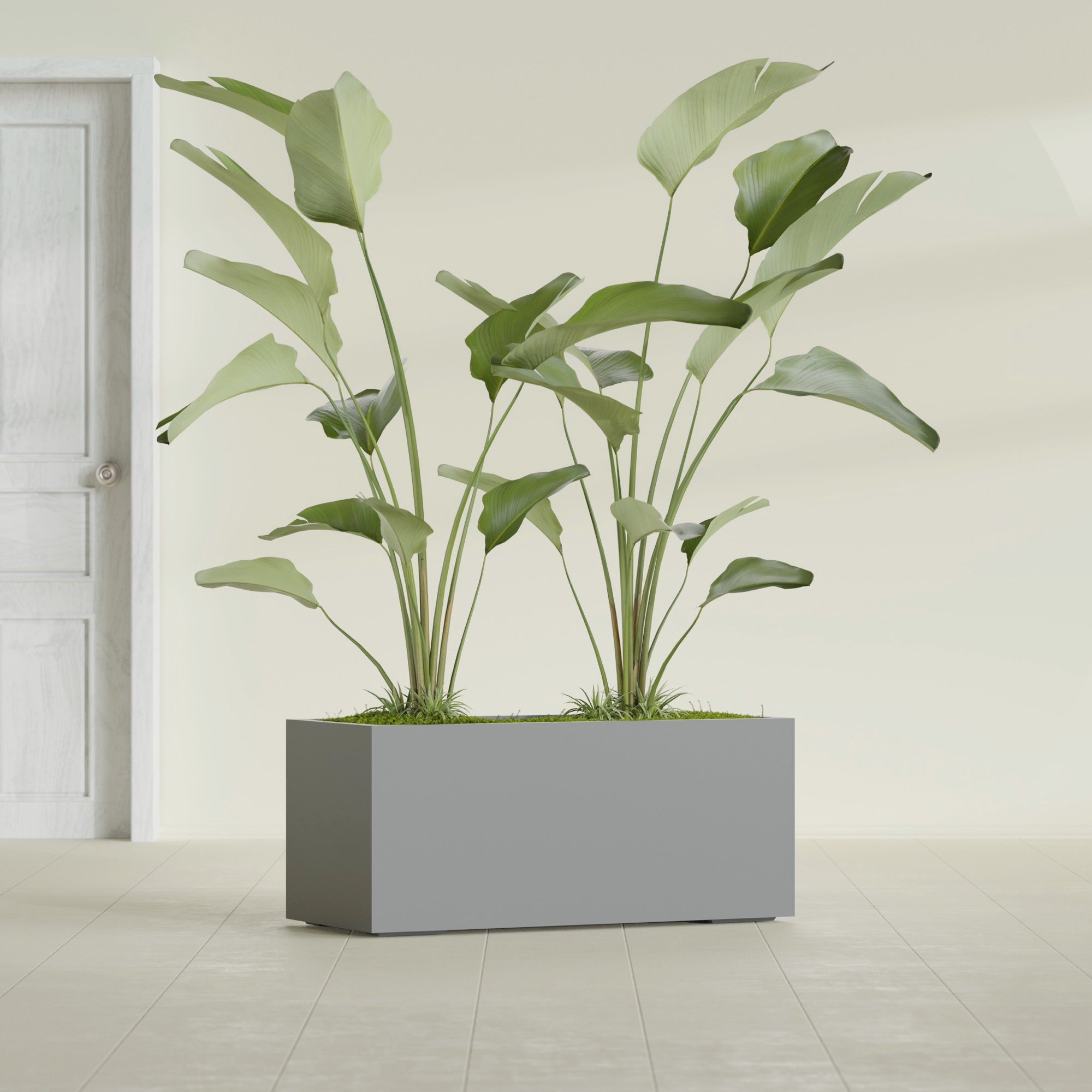 Badalona Large Tall Rectangle Fiberglass Planter - 39 in x 17 in x 17 in - Metallic Gunmetal - Metallic Gunmetal,39 in x 17 in x 17 in