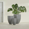 Alicante Small Round Fiberglass Planter - 15 in x 15 in x 21 in - Metallic Gunmetal - Metallic Gunmetal,15 in x 15 in x 21 in