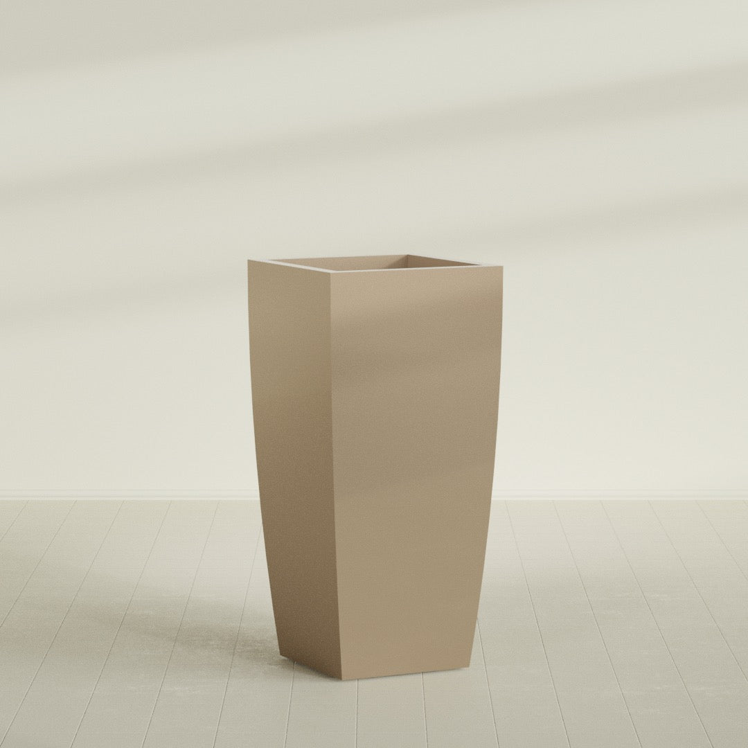 Toulan Extra Large Tall Tapered Square Fiberglass Planter - 28 in x 28 in x 60 in - Metallic Gold - Metallic Gold,28 in x 28 in x 60 in