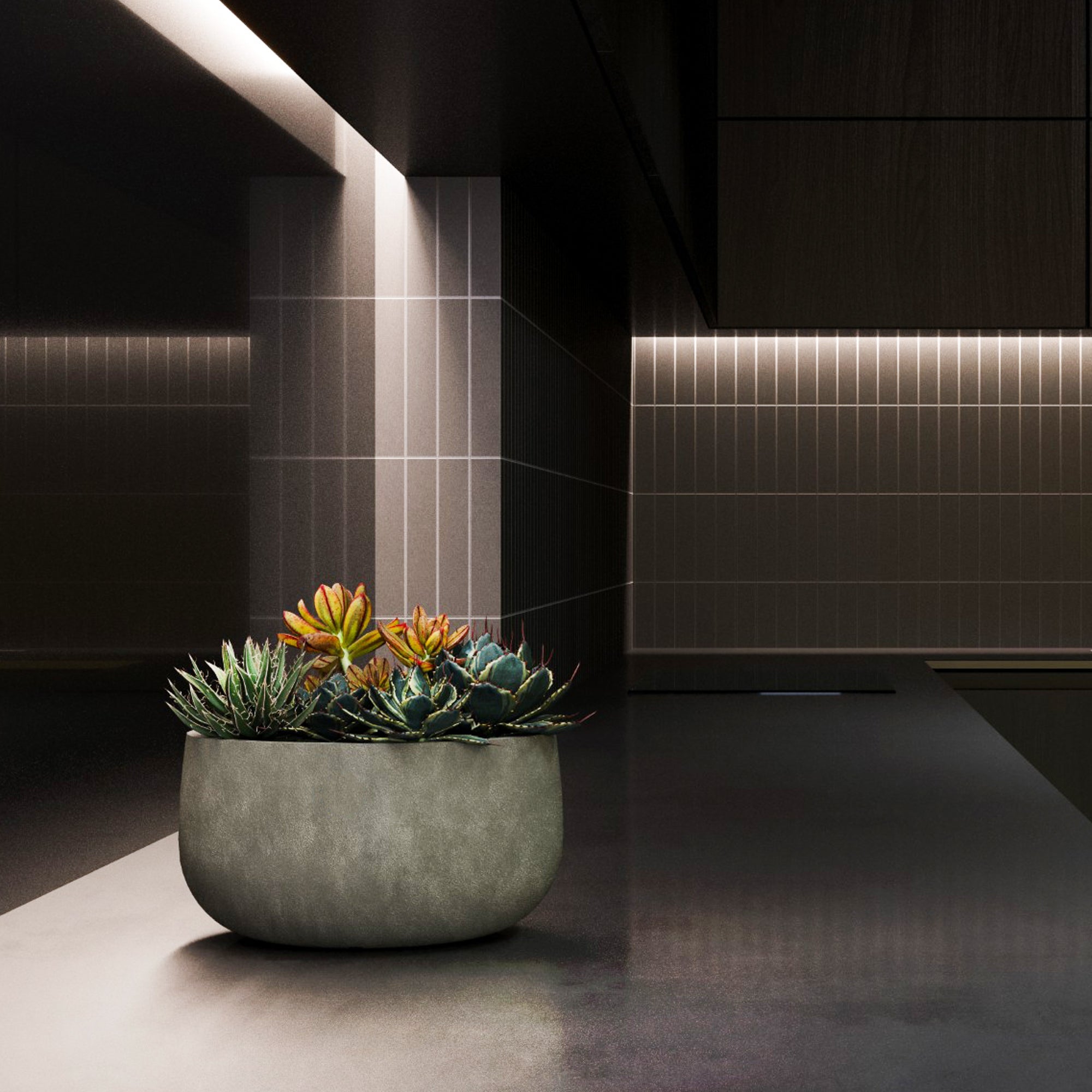 Mondo Low – 9.5" diam. x 5"H - Grey Stone,9.5 in x 9.5 in x 5 in