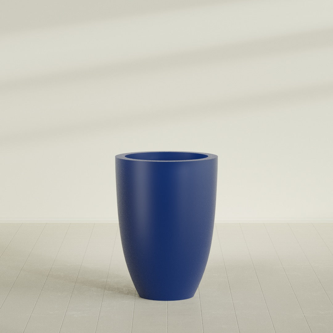 Brannan Large Round Fiberglass Planter - 30 in x 30 in x 41 in - Matte Cobalt Blue - Matte Cobalt Blue,30 in x 30 in x 41 in